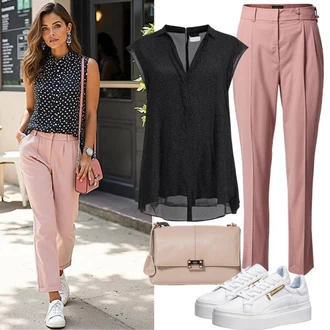 Prevelik Kratka outfit mit Črna Bluza brez rokavov/Bluza brez Zapenjanja/Usnjena jakna za moške tatuum "Modni pomladni outfit"Look: Unisex, Prevelik, Babydoll, Skater, 20-ta leta, Lak, Overdressed