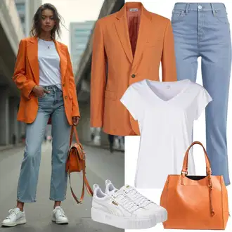S Pertlanjem Outfit sa Tamnoplava/Plava/Svjetloplava Mom Jean/Ženske Traperice 7/8 Dužine/Traperice Ravne Nogavice/Skraćene Traperice/Termo Traperice/Muška Kožna Jakna/Formalna Košulja/Dad Traperice/Trenerke Traperice/Vrećaste Traperice/Sportske cipele/Traperice Opuštenog Kroja jjxx "Modni proljetni outfit"