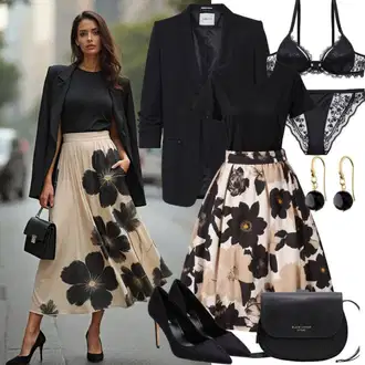 moderne Outfit sa Crna Oversize Sako/Kargo Blejzer/Boyfriend Sako Trendyol "Modni proljetni outfit"Look: Sveučilišna, moderne, Francuske, cool, Prevelik, 90-ich, Vanjski
