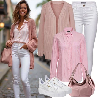outfit mit Bela/Krem Kavbojke Usnjena Jakna/Ženske 7/8 Kavbojke/Gležnarji/Capri Kavbojke/Odrezane Kavbojke/Girlfriend Kavbojke/Kavbojka z Nizkim Pasom/Push up Kavbojke/Regular Fit Kavbojke/Ozke Kavbojke/Usnjene Čevlje/Zožene Kavbojke orsay "Modni prosti čas outfit"