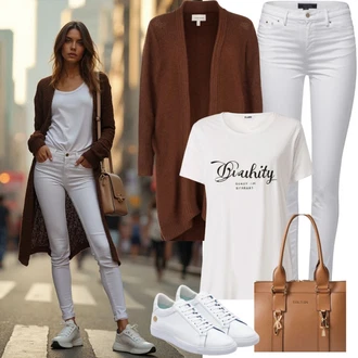 outfit mit Bela/Krem Kavbojke Usnjena Jakna/Ženske 7/8 Kavbojke/Gležnarji/Capri Kavbojke/Odrezane Kavbojke/Girlfriend Kavbojke/Kavbojka z Nizkim Pasom/Push up Kavbojke/Regular Fit Kavbojke/Ozke Kavbojke/Usnjene Čevlje/Zožene Kavbojke orsay "Modni prosti čas outfit"