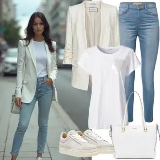 Outfit sa Krem/Bijela Kaput/Odijelo wallis "Modni slobodno vrijeme outfit"