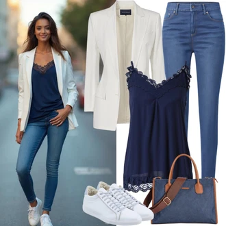 Outfit sa Svjetloplava/Plava Kožna Jakna/High Waist Traperice/Muška Kožna Jakna/Čizma do Gležnja/Capri Traperice/Skraćene Traperice/Slip-on Traperice/Ženske Traperice 7/8 Dužine/Push-up Traperice/Traperice s Prorezom Calvin Klein Jeans "Modni slobodno vrijeme outfit"