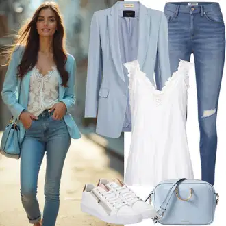 Boho Outfit sa Bijela/Krem/Zeleno/Smeđa Dječja igračka/Engleska Bluza s Broderie/Bluza bez rukava/Čipkasta Bluza medicine "Modni slobodno vrijeme outfit"Look: Rad, Boja, 20-ih godina, Boho, Francuske, Old Money, Elegantan