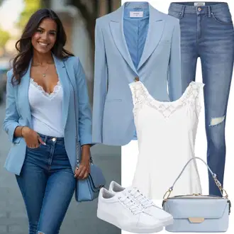 Outfit sa Bijela/Krem/Zeleno/Smeđa Bluza Dječja igračka/Engleska Bluza s Broderie/Bluza bez rukava/Čipkasta Bluza medicine "Modni slobodno vrijeme outfit"