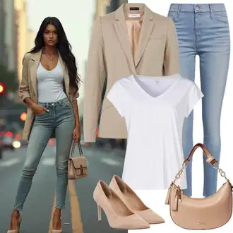 Outfity pro práci Elegantní s Bílá/Zlatý/Béžová/Šedá Klasická Taška Přes Rameno/Dopisová peněženka/Malá Taška/Brašna/Sportovní Taška Přes Rameno Guess, Béžová/Hnědá/Bílá Lodička s vysokým nártem/Lodička s T-páskem/Lodička S Páskem/Lodička Slingback/Boty Mary Jane/Bota Na Podpatku/Lodička na Vysokém Podpatku/Lodička S Páskem bershka "Neutrální každodenní vzhled"Look: Rad, Burleska, Klasické, Elegantní, Cool, Disko, Old Money, Premium, Princezny, Vintage, Šik
