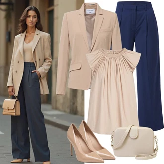 Outfit s Béžová/Růžová/Khaki Lodička na Vysokém Podpatku/Lodička Slingback/Měkká bota/Pantofel/Vintage Lodička/Textilní bota/Pohodlná lodička/Elegantní Bota/Lodička s vysokým nártem/Bota Na Podpatku/Business Bota boto "Neutrální každodenní vzhled"