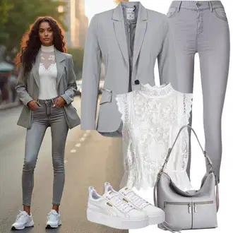 Boho Outfit sa Bijela/Krem/Zeleno/Smeđa Dječja igračka/Engleska Bluza s Broderie/Bluza bez rukava/Čipkasta Bluza medicine "Neutralni svakodnevni izgled"Look: Rad, Boja, 20-ih godina, Boho, Francuske, Old Money, Elegantan