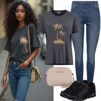 Outfit s Bílá/Růžová/Krémová/Fialová/Stříbrný/Šedá Bustierový Top/Top Se Špagetovými Ramínky temu "Outfit pro jaro"