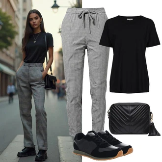 Poletne Outfiti Festival mit Črna Majica s kratkimi rokavi/Oversized majica s kratkimi rokavi/Obrezana majica Adidas Originals "Outfit za pomlad"Look: Bar, Dan plaže, Pop koncert, Festival, Šola, Koncert