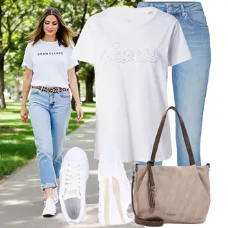 Outfit sa Siva/Bež/Bijela Obuća Niska Tenisica/Tenisica s platformom Puma "Moderan look za slobodno vrijeme"