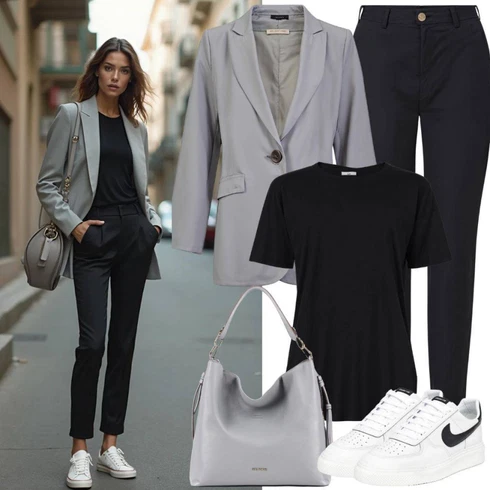 Kombinace Elegantní Černá Kalhoty se Štěrbinou/Tregíny/Obleková Kalhoty/Kalhoty s Vysokým Pasem/Strečová Kalhoty/Úzká Kalhoty/Business Kalhoty/Skinny Kalhoty FreequentLook: Emo, Elegantní, Kancelář, Old Money, Venkovní
