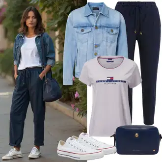 Outfit s Bílá/Růžová/Krémová/Fialová/Stříbrný/Šedá Bustierový Top/Top Se Špagetovými Ramínky temu "Perfektní pro volný čas"