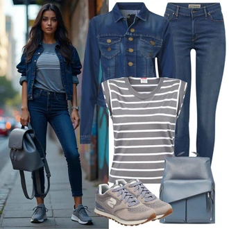 outfit mit Modra/Svetlo modra Ozke Kavbojke/Push up Kavbojke/Usnjena Jakna/Zimska jakna/Kavbojke Visokega Pasu/Odrezane Kavbojke/Usnjene Čevlje/Kavbojke na Poteg/Termodžinsi/Moška Usnjena Jakna/Gležnarji/Kavbojke z Razporkom United Colors of Benetton "Poletni videz za vsakdanjo uporabo"