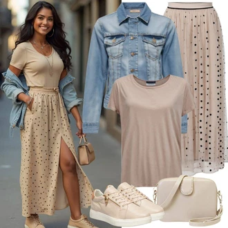 outfit mit Bež Krilo za poročnega gosta/Krilo uniseks/Krilo za zavezovanje/Moderno krilo/Midi krilo/Maxi krilo/Dolgo krilo/Pletena krila/Krilo z elastiko/Koktajl krilo/Krilo do Teleta happiness İstanbul, Khaki/Rjava/Bež Majica z ovratnikom/Majica s kratkimi rokavi/Majica/Ovitek za majico/Mrežasta majica/Obrezana majica/Funkcijska Majica/Športna majica/Kratka majica The North Face, Bela/Bež/Rjava/Krem/Khaki/Zelena Usnjene superge/Superge Nizka/Ozka superga/Superge Luknjasta/Poletne superge Furla, Bež/Rumena/Oranžna Torba za pametni telefon/Torba za čez ramo/Satchel torba/Torbica za mobilni telefon/Mini torbica/Vrečka za prenašanje art of polo "Pomladanska obleka"