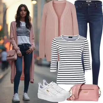Old Money Outfit sa Tamnoplava/Plava Traperice Kožna Jakna/High Waist Traperice/Push-up Traperice/Termo Traperice/Zimska jakna/Kožne Cipele "Praktičan izgled"Look: Stil, Rap, Boja, Vanjski, cool, Old Money, Sveučilišna, Običan, Besprijekorno, Francuske