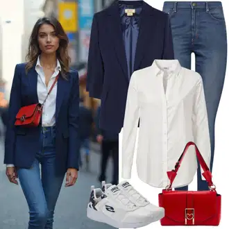 Outfit sa SvjetloPlava/Plava Odijelo evoked "Praktičan izgled"