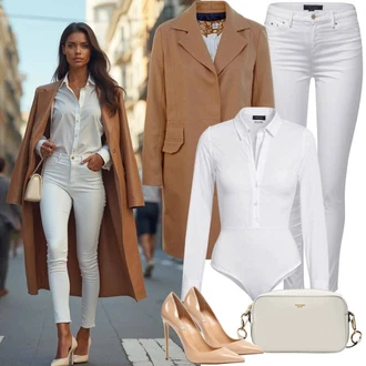 outfit mit Bela/Krem Kavbojke Usnjena Jakna/Ženske 7/8 Kavbojke/Gležnarji/Capri Kavbojke/Odrezane Kavbojke/Girlfriend Kavbojke/Kavbojka z Nizkim Pasom/Push up Kavbojke/Regular Fit Kavbojke/Ozke Kavbojke/Usnjene Čevlje/Zožene Kavbojke orsay "Praktičen videz"