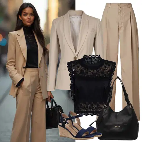 Kombinace Béžová/Khaki/Hnědá Business Kalhoty/Kalhoty s nášivkou uprostřed/Obleková Kalhoty/Kalhoty s Vysokým Pasem/Marlene Kalhoty/Mušelínové Kalhoty/Kalhoty se Štěrbinou/Plisovaná Kalhoty/Rovná Kalhoty Modström