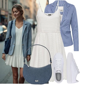Babydoll, Stil Outfit sa Bijela/Krem/Siva Haljina Veći Broj Only "Moderna kombinacija za slobodno vrijeme"Look: Rap, Preodjeven, Babydoll