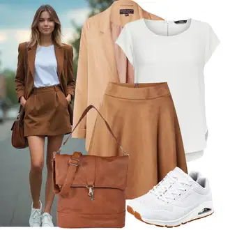 Četvrt rukavi Outfit sa Siva/Krem/Bijela Bluza i Tunika Tunika/Bluza Veći Broj/Majica I Top Veći Broj Only "Moderna kombinacija za slobodno vrijeme"