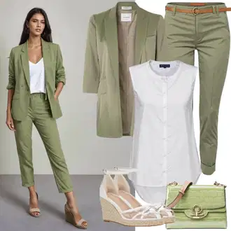 Outfit sa Bijela Bluza Len Blúza/Bluza bez rukava/Uska Kroj Bluza/Bodija Bluze/Poslovna Bluza/Bluza koja se ne pegla Usha WHITE LABEL "Proljetna odjeća"