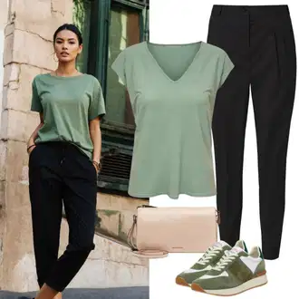 Outfit sa Bijela/Bež/Kaki/Zlatni Mala Torbica/Pojasna torbica/Torbica/Torba preko ramena/Torba za rame/Torbica za telefon/Torbica/Torba Za Preko Ramena About You "Proljetna odjeća"