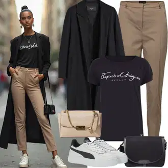 Outfit sa Bijela/Bež/Kaki/Zlatni Mala Torbica/Pojasna torbica/Torbica/Torba preko ramena/Torba za rame/Torbica za telefon/Torbica/Torba Za Preko Ramena About You "Proljetna odjeća"