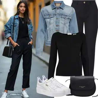 Ležerne kombinacije sa Crna Traperice Kožna Jakna/Bikerske Traperice/High Waist Traperice/Push-up Traperice/Kožne Cipele/Termo Traperice/Zimska jakna ONLY Carmakoma "Savršeno za slobodno vrijeme"