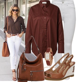 Outfit sa Siva/Bijela/Krem Skinny Hlače/Tajice s Prorezom/rupa hlača/Treggings/Traper Tajice/Jeggings/Hlače s Prorezom Only "Ležerni look za slobodno vijeme"