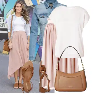 s gumbom Outfit sa Svjetloplava/Plava Kaput/Bluza Veći Broj Only "Moderan outfit za slobodno vrijeme"