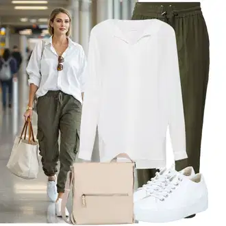Kombinacije za bucmaste Od 50 godina sa Tamnozelena/Kaki Hlača Velika Veličina Only, Siva/Bijela/Krem/Kaki/Bež/Smeđa Bluza i Tunika/Bluza Veći Broj Vila, Krem/Bijela Tenisice s patentnim zatvaračem sa strane/Tanka tenisica/Platnena tenisica/Kožna tenisica/Niska Tenisica Paul Green "Cool outfit za svaki dan"