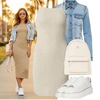 Kombinacije za bucmaste Od 50 godina sa Svjetloplava/Plava Kaput/Bluza Veći Broj Only, Smeđa/Bež/Bijela/Kaki Nekategorizirano Edited "Moderna kombinacija za slobodno vrijeme"