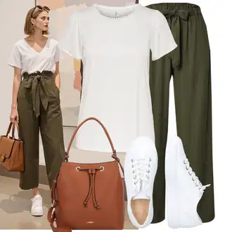 Četvrt rukavi Outfit sa Krem/Siva/Bijela/Kaki/Smeđa/Bež Majica I Top Veći Broj/Bluza Veći Broj/Bluza i Tunika Tunika Only "Cool za slobodno vrijeme"