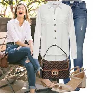 Dugački rukavi Outfit sa Siva/Krem/Bijela/Kaki Bluza i Tunika/Bluza Veći Broj Only "Cool za slobodno vrijeme"