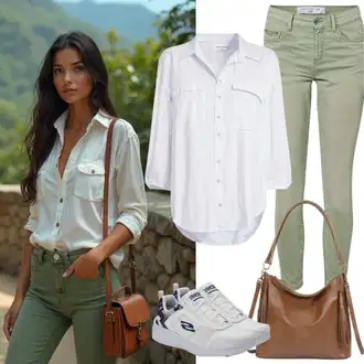 Outfit sa Bijela/Krem Bluza Bodija Bluze/Bluza s zakrpom na laktu/Poslovna Bluza/Bluza Dugih Rukava/Bluza s Podignutim Ovratnikom/Oversize Bluza/Slip-on Bluza/Oversize Mušlinova Bluzica/Bluza s gumbom/Crash Bluza/Bluza koja se ne pegla VERO MODA "Sjajan izgled za proljeće"