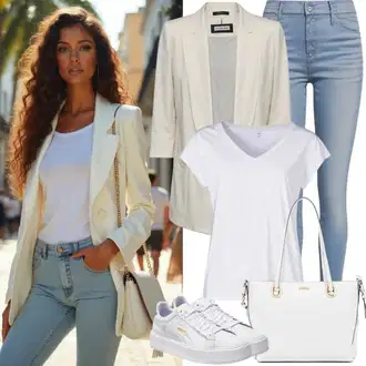 Prevelik Kratka Outfit sa Žuta/Bijela Elegantni Sako/Oversize Sako/Corduroy Sako/Kožna jakna za muškarce/Boyfriend Sako/Kratki Sako/Kožna jakna za muškarce/Pamučni Sakoi bershka "Sjajan izgled za proljeće"Look: klasický, Poslovni, Pametno ležerno, Prevelik, Ured, Šik, Unisex, Transparentan