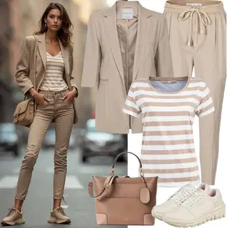Outfit s Hnědá/Béžová/Khaki Kalhoty Manšestrové Lacláč/Paperbag Kalhoty/Kalhoty s Vysokým Pasem influencer "Skvělé pro volný čas"