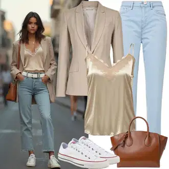 Outfit s Černá Bustierový Top/Top Se Špagetovými Ramínky About You "Skvělý vzhled pro jaro"