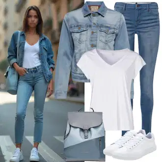 Outfit s Tyrkysový/Modrá Plenková taška/Mini batoh/Mini batoh Kipling "Skvělý vzhled pro volný čas"
