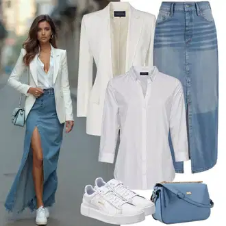 Outfit sa Krem/Bijela Kaput/Odijelo wallis "Slobodno vrijeme odijelo"