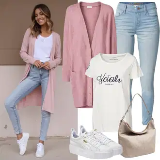 Outfit sa Bijela/Bež/Kaki/Zlatni Mala Torbica/Pojasna torbica/Torbica/Torba preko ramena/Torba za rame/Torbica za telefon/Torbica/Torba Za Preko Ramena About You "Slobodno vrijeme Odjeća"