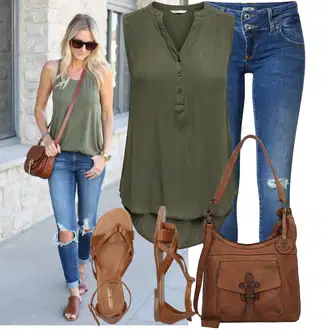 Outfity pro léto Měkké s Tmavě zelená Tunika Only "Hezký letní vzhled"