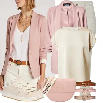Kombinacije za ljeto Prekrasan sa Pink/Zlatni/Bež Klasični Remeni/Kožni Remen/Ženski Opasak bez Kopče/Ležerni Remen About You "Lijepi ljetni look"Look: Retro, 80-te roky, Vintage, Chic, Western, cool, Prekrasan, Sveučilišna