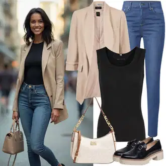 Outfit sa Bijela/Bež/Kaki/Zlatni Mala Torbica/Pojasna torbica/Torbica/Torba preko ramena/Torba za rame/Torbica za telefon/Torbica/Torba Za Preko Ramena About You "Stilski outfit za proljeće"