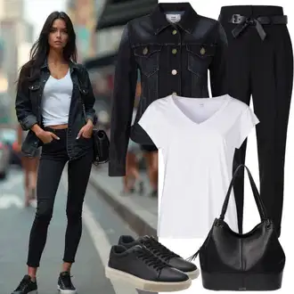 moderne Outfit sa Crna Tanka tenisica/Kožna tenisica/Tenisice s patentnim zatvaračem sa strane/Niska Tenisica/Ljetna tenisica/cipela na vezanje/neformalna cipela Guess "Stilski outfit za proljeće"Look: moderne, Sportski, Ležerno, Bad Taste, Pametno ležerno, Skater, cool