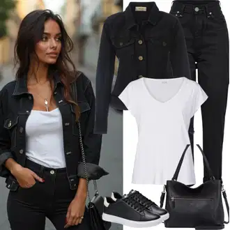 moderne Outfit sa Crna Zimske tenisice/Zimska cipela gooce "Stilski outfit za proljeće"Look: moderne, Prekrasan, Sportski, Skater, Techno