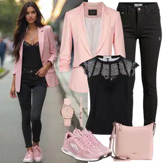 Old Money Outfit sa Crna Traperice Kožna Jakna/Bikerske Traperice/High Waist Traperice/Push-up Traperice/Kožne Cipele/Termo Traperice/Zimska jakna ONLY Carmakoma "Stilski outfit za proljeće"Look: Rap, Stil, cool, Besprijekorno, Običan, Old Money, Vanjski