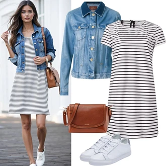 outfit mit Obleka ravnega kroja/Ozka obleka/Obleka brez rokavov/Dolga pletena obleka/Obleka iz jerseya/Bodycon Obleka bianco lucci "Stilsko kombinacijo za pomlad"