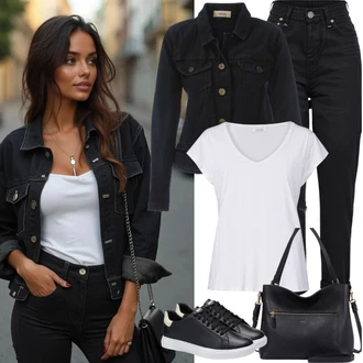 outfit mit Črna Kavbojke Dad Kavbojka/Girlfriend Kavbojke/Kavbojke Visokega Pasu/Mom Jean/Regular Fit Kavbojke/Formalna Srajca/Ozke Kavbojke/Ravne Kavbojke/Zožene Kavbojke Noisy may "Stilsko oblačilo za pomlad"